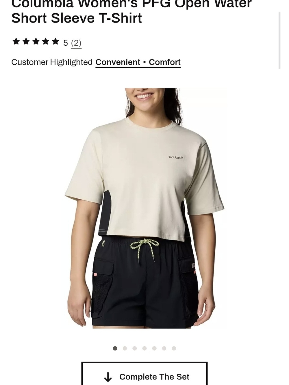 Columbia Cream Crop Tee with Black Side Panel Pockets!